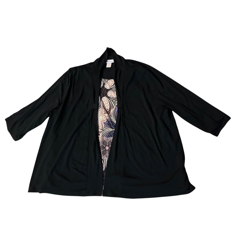 Serengeti 2Fer Blouse Womens 1X Floral Layered Look Stretch Top Used - Picture 12 of 16